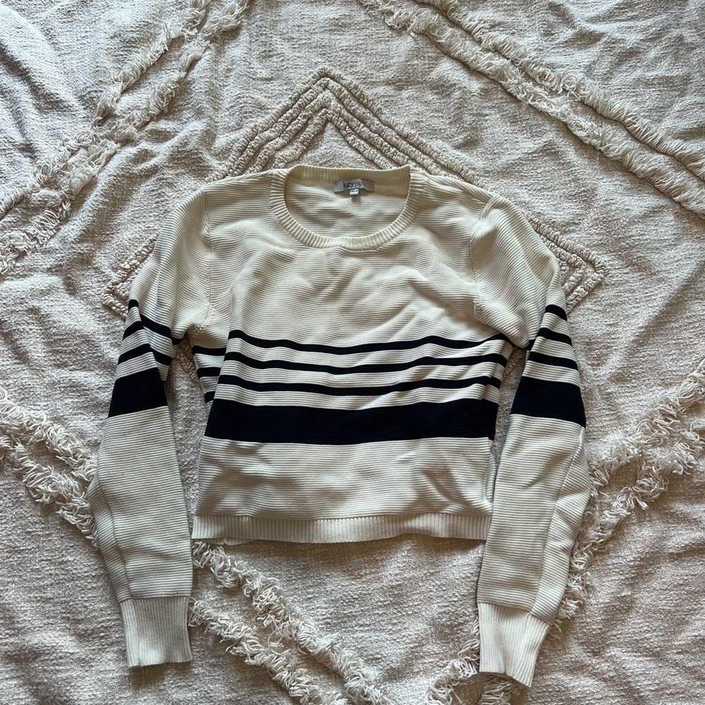 Lucy Paris Long-Sleeve Sweater Blue and White